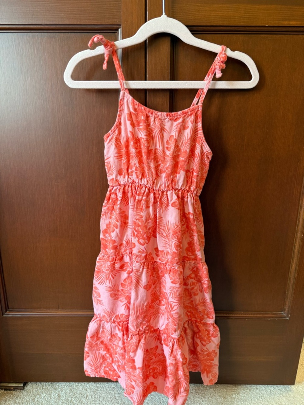 Epic Threads Coral Pink Tropical Print Tiered Sundress